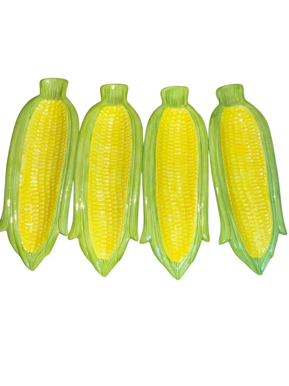 Vintage Cob Corn ceramic Serving Dish, Set Of 4, Yellow/Green cottage farmhouse